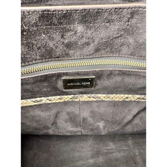 RARE 2015 Michael Kors Collection Brown Black Large Miranda Python Leather Tote - Picture 14 of 16